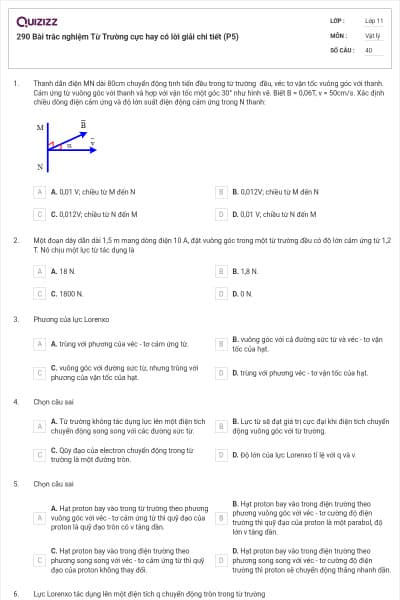 290 Bài trắc nghiệm Từ Trường cực hay có lời giải chi tiết (P5)