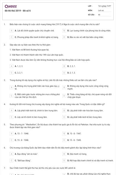 Đề thi thử 2019 - Đề số 6