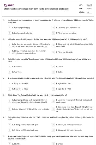 Chiến đấu chống chiến lược chiến tranh cục bộ ở miền nam (có lời giải)(p1)