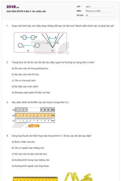 Giải SGK KHTN 6 Bài 5. Đo chiều dài