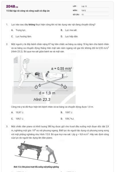 15 Bài tập về công và công suất có đáp án