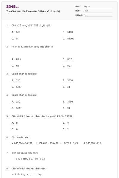 Tìm điều kiện của tham số m để hàm số có cực trị