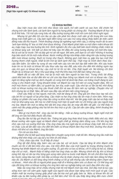 (Ngữ liệu ngoài sgk) Củ khoai nướng