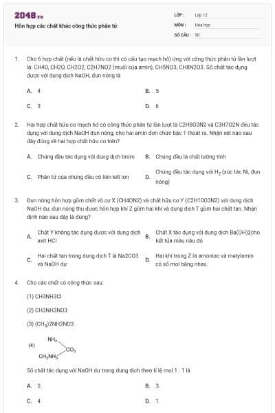 Hỗn hợp các chất khác công thức phân tử