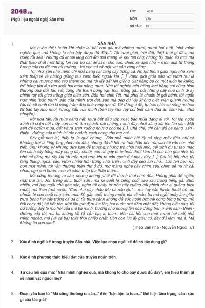 (Ngữ liệu ngoài sgk) Sân nhà