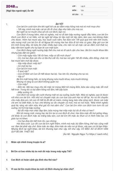 (Ngữ liệu ngoài sgk) Áo tết