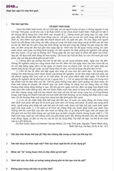 (Ngữ liệu sgk) Cỗ máy thời gian