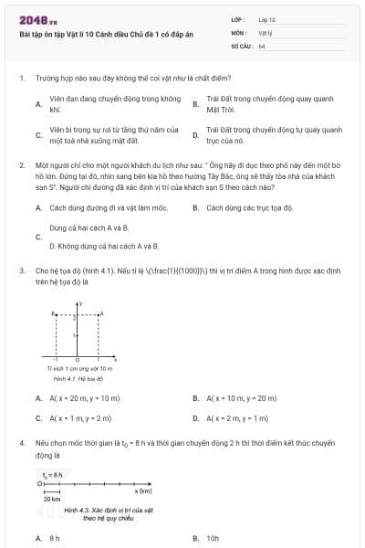 Bài tập ôn tập Vật lí 10 Cánh diều Chủ đề 1 có đáp án