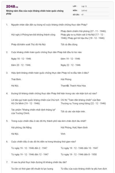Những năm đầu của cuộc kháng chiến toàn quốc chống pháp
