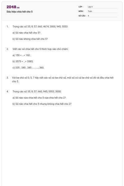 Dấu hiệu chia hết cho 5