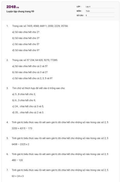 Luyện tập chung trang 99