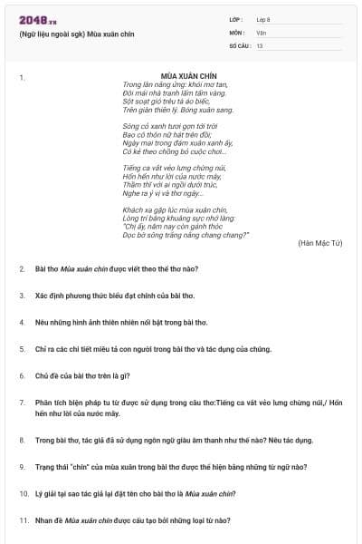 (Ngữ liệu ngoài sgk) Mùa xuân chín