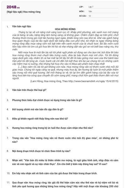 (Ngữ liệu sgk) Hoa móng rồng