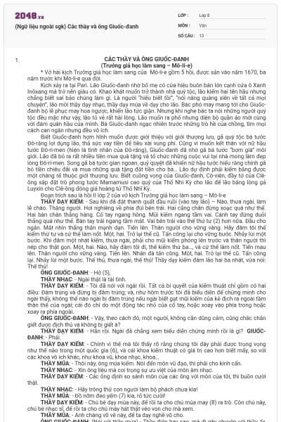 (Ngữ liệu ngoài sgk) Các thầy và ông Giuốc-đanh