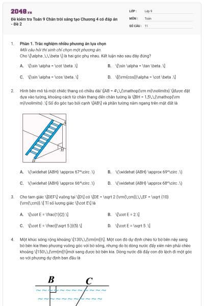 Đề kiểm tra Toán 9 Chân trời sáng tạo Chương 4 có đáp án - Đề 2