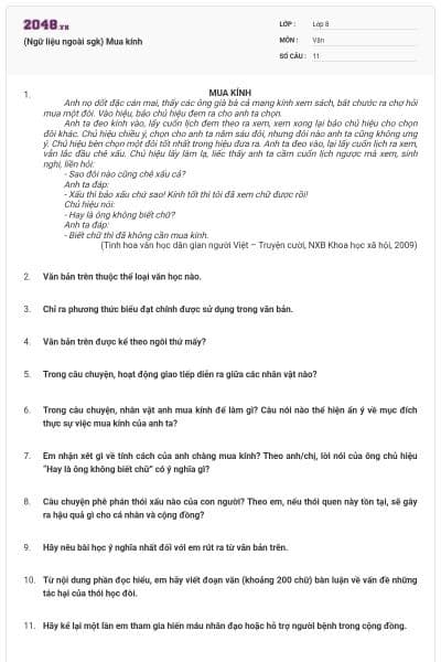 (Ngữ liệu ngoài sgk) Mua kính