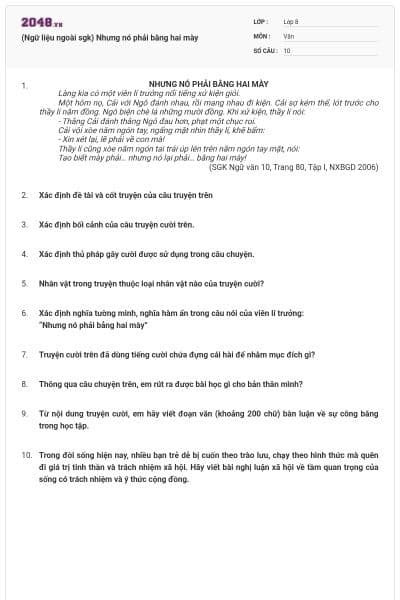 (Ngữ liệu ngoài sgk) Nhưng nó phải bằng hai mày