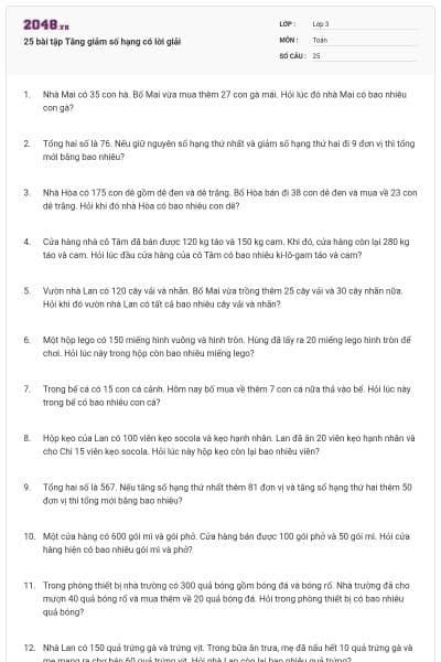 25 bài tập Tăng giảm số hạng có lời giải