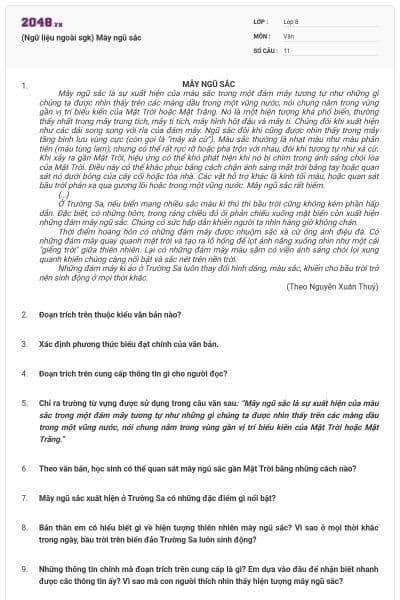 (Ngữ liệu ngoài sgk) Mây ngũ sắc