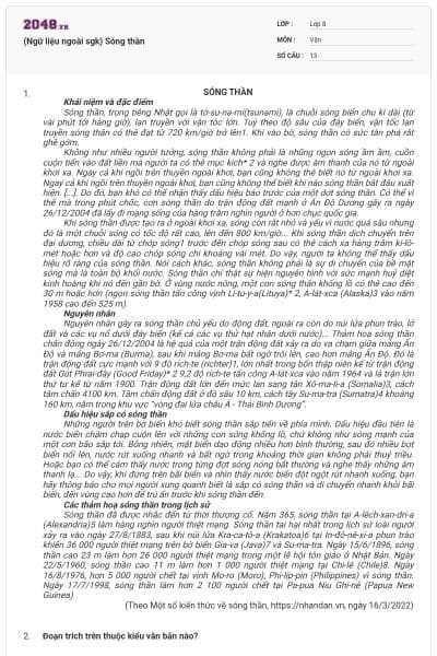 (Ngữ liệu ngoài sgk) Sóng thần