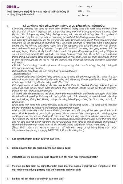 (Ngữ liệu ngoài sgk) Kỳ lạ vì sao một số loài côn trùng đi lại băng băng trên nước?