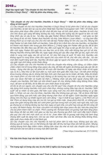 (Ngữ liệu ngoài sgk) “Câu chuyện về chú chó Hachiko (Hachiko A Dog’s Story)” – Một bộ phim nhẹ nhàng, cảm động về tình người”