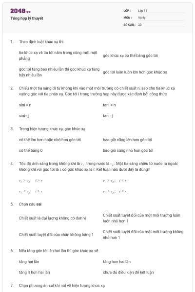 Tổng hợp lý thuyết