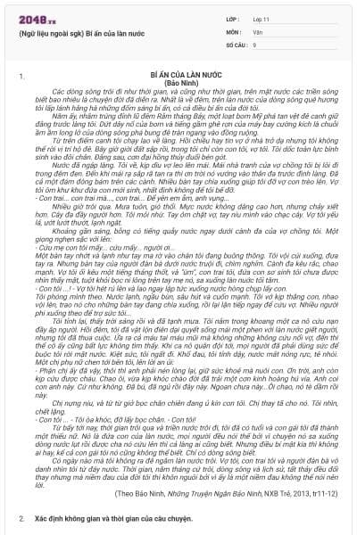 (Ngữ liệu ngoài sgk) Bí ẩn của làn nước