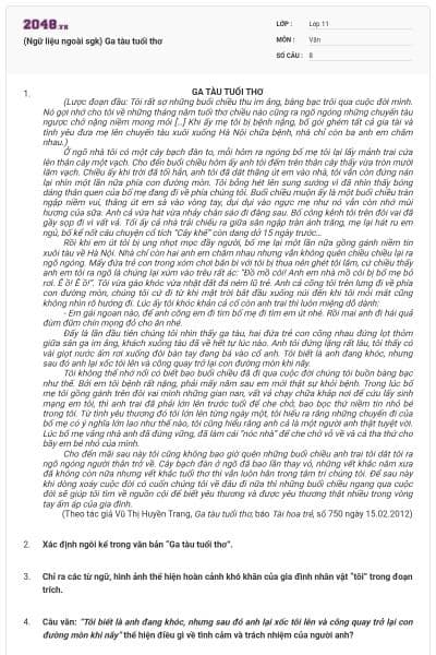 (Ngữ liệu ngoài sgk) Ga tàu tuổi thơ