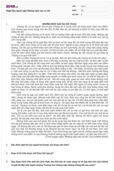 (Ngữ liệu ngoài sgk) Những ngôi sao xa xôi