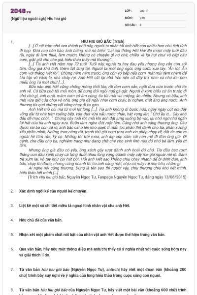 (Ngữ liệu ngoài sgk) Hiu hiu gió