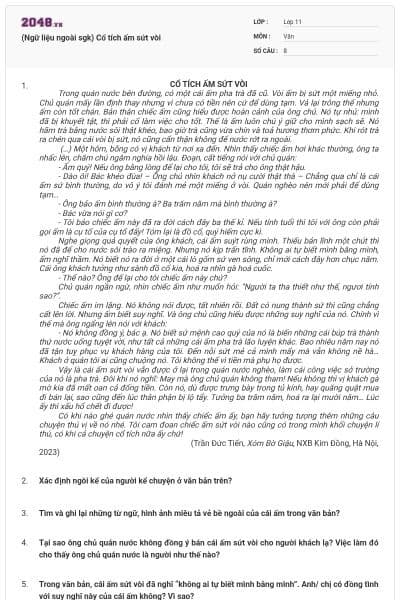 (Ngữ liệu ngoài sgk) Cổ tích ấm sứt vòi