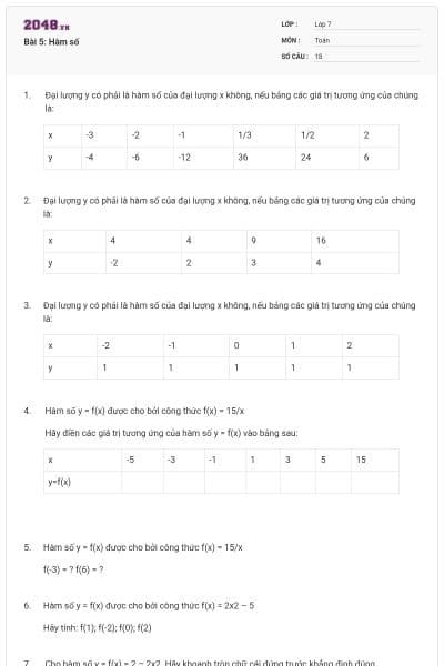 Bài 5: Hàm số
