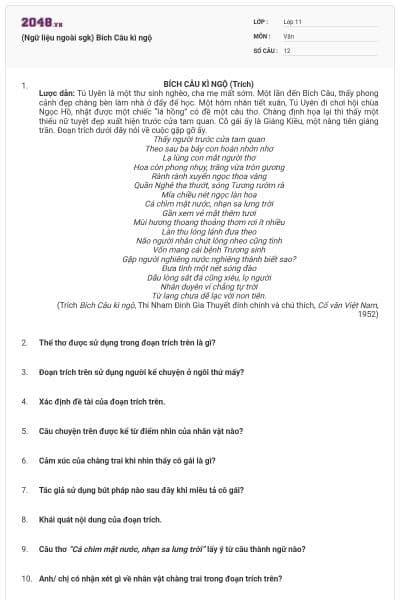 (Ngữ liệu ngoài sgk) Bích Câu kì ngộ