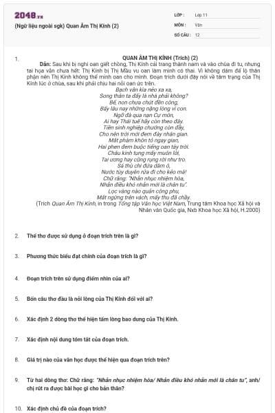 (Ngữ liệu ngoài sgk) Quan Âm Thị Kính (2)