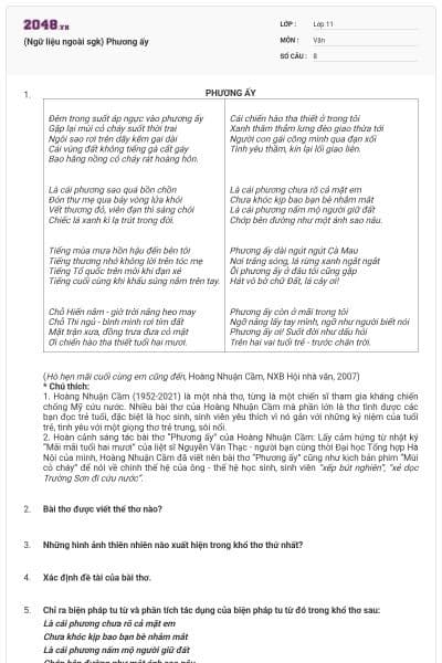 (Ngữ liệu ngoài sgk) Phương ấy