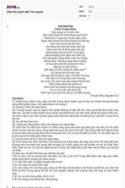 (Ngữ liệu ngoài sgk) Thề nguyền