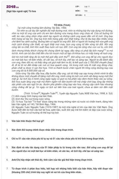 (Ngữ liệu ngoài sgk) Tờ hoa