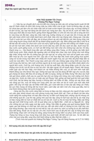 (Ngữ liệu ngoài sgk) Hoa trái quanh tôi