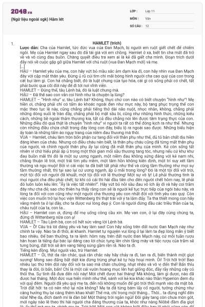 (Ngữ liệu ngoài sgk) Hăm lét