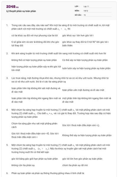 Lý thuyết phản xạ toàn phần