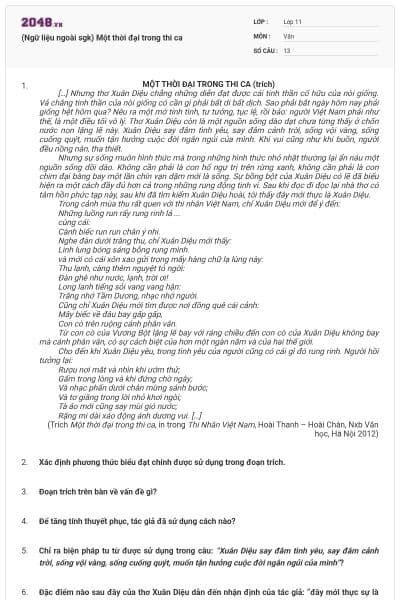 (Ngữ liệu ngoài sgk) Một thời đại trong thi ca