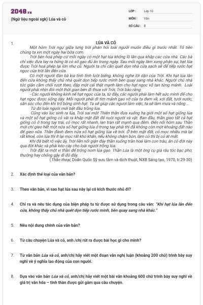 (Ngữ liệu ngoài sgk) Lúa và cỏ