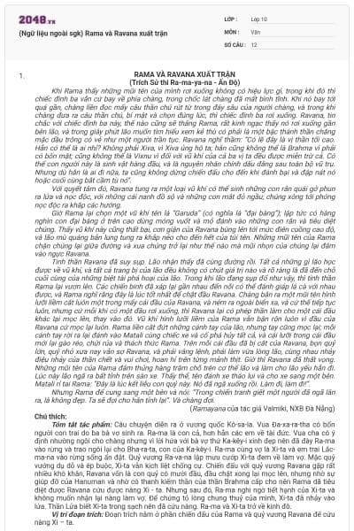 (Ngữ liệu ngoài sgk) Rama và Ravana xuất trận