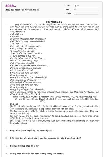 (Ngữ liệu ngoài sgk) Xúy Vân giả dại