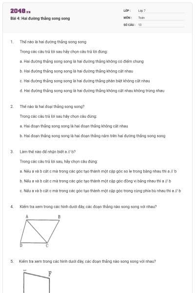 Bài 4: Hai đường thẳng song song