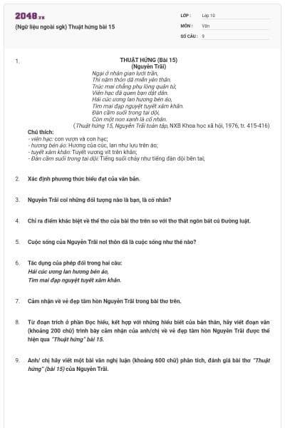 (Ngữ liệu ngoài sgk) Thuật hứng bài 15