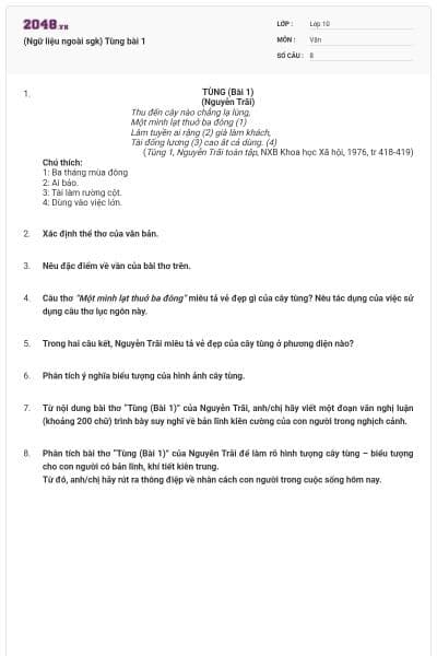 (Ngữ liệu ngoài sgk) Tùng bài 1