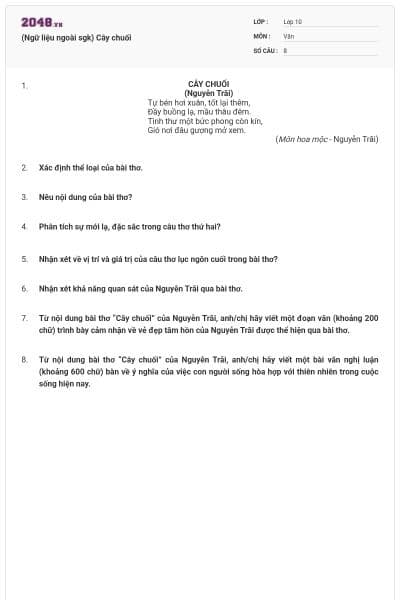 (Ngữ liệu ngoài sgk) Cây chuối