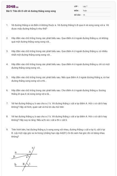 Bài 5: Tiên đề Ơ-clit về đường thẳng song song